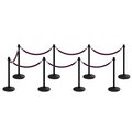 Montour Line Stanchion Post and Rope Kit Black, 8 Crown Top 7 Purple Rope C-Kit-8-BK-CN-7-PVR-PE-PS